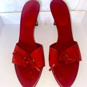 **Vintage** Gucci print open toe sandal pump